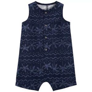 Baby Boy Carter's Printed Navy Button-Front Romper/NWT/3M